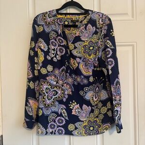 Talbots Paisley Long Sleeve Popover Blouse, Size Petite/Petite